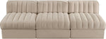 Rummi - Velvet Performance Fabric Upholstered 3 Piece Modular Armless Sofa