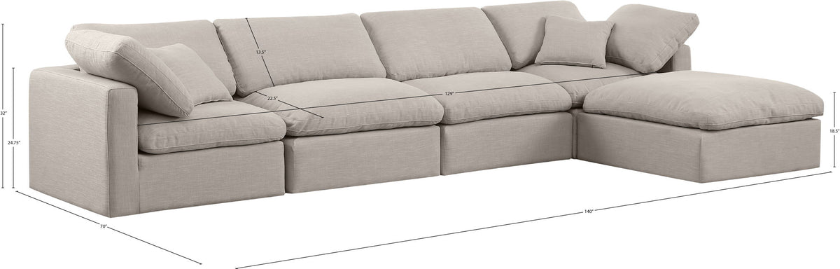 Indulge - Linen 5 Piece Modular Sectional With Chaise
