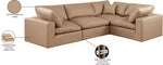 Comfy - 4 Piece Faux Leather Modular Sectional - Tan