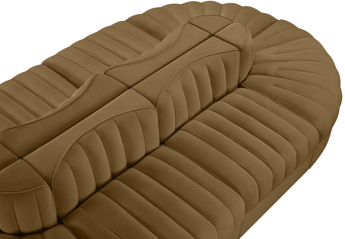 Rummi - Oval Velvet Performance Fabric Upholstered 8 Piece Modular Sectional