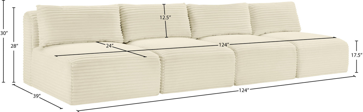 Shaggy - 4 Seat Modular Armless Sofa