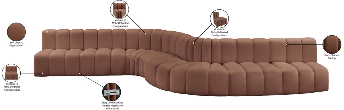 Arc - Faux Leather 8 Piece Curved Modular Sofa