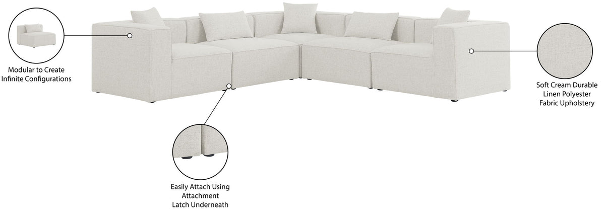 Cube - Linen 5 Piece Modular Corner Sectional