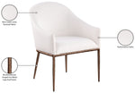 Ferro - Linen Textured Performance Fabric Upholstered Dining Arm Chair - Cream / Brushed Bronze