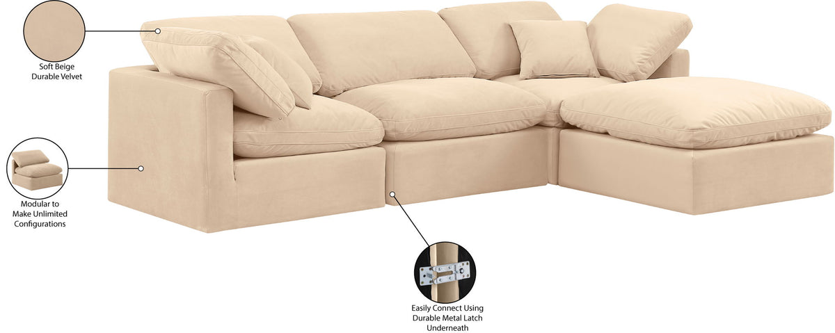 Indulge - Velvet 4 Piece Modular Sectional With Chaise