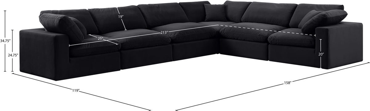 Comfy - 6 Piece Velvet Modular Corner Sectional