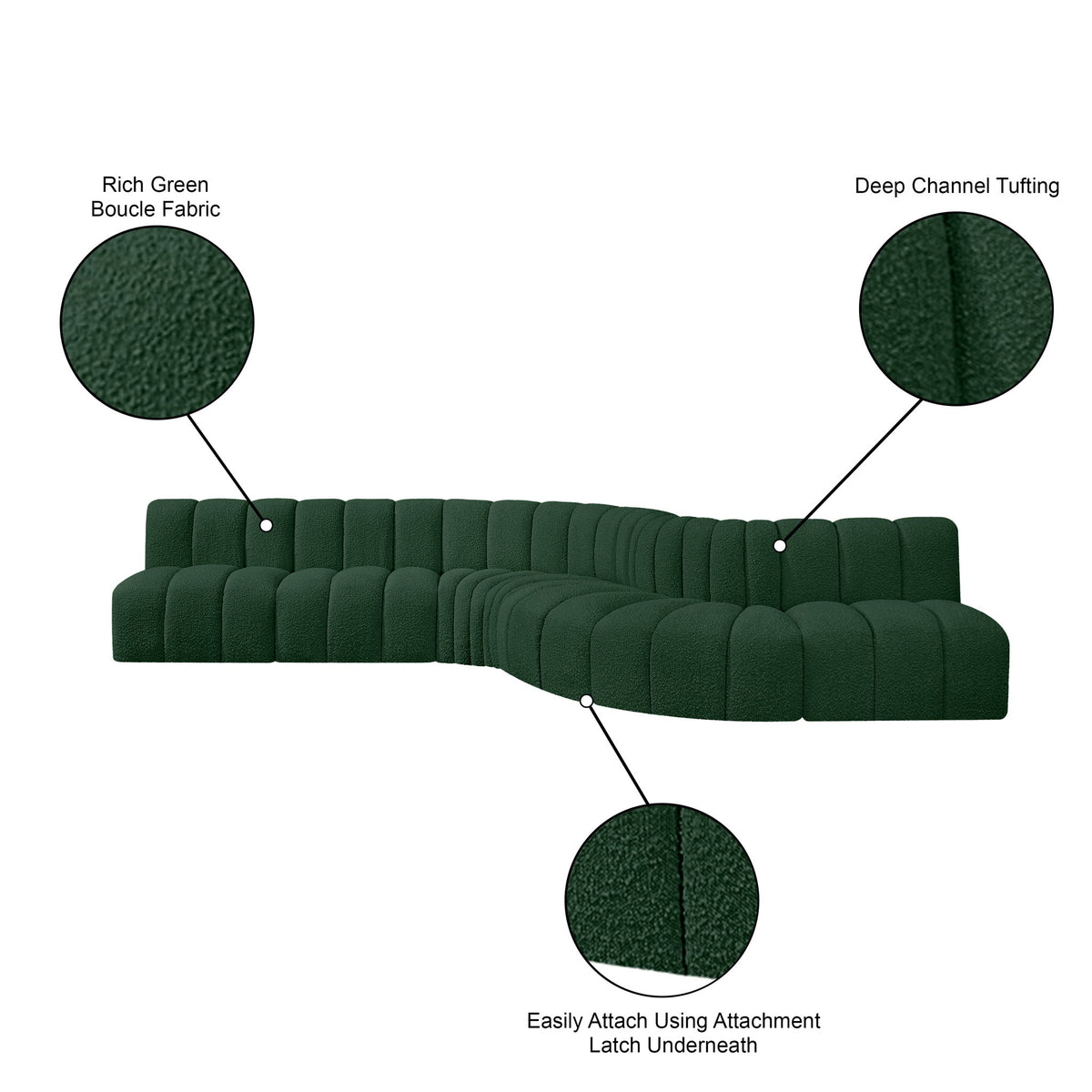 Arc - Boucle Fabric 7 Piece Modular Sofa