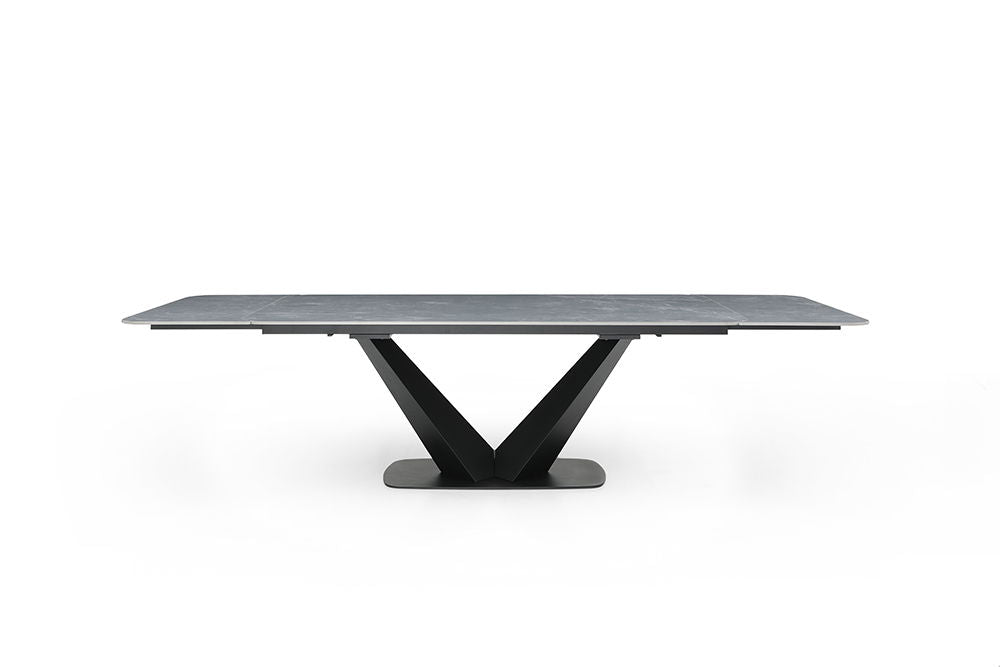 9436 - Ceramic & Metal Dining Table - Gray / Black