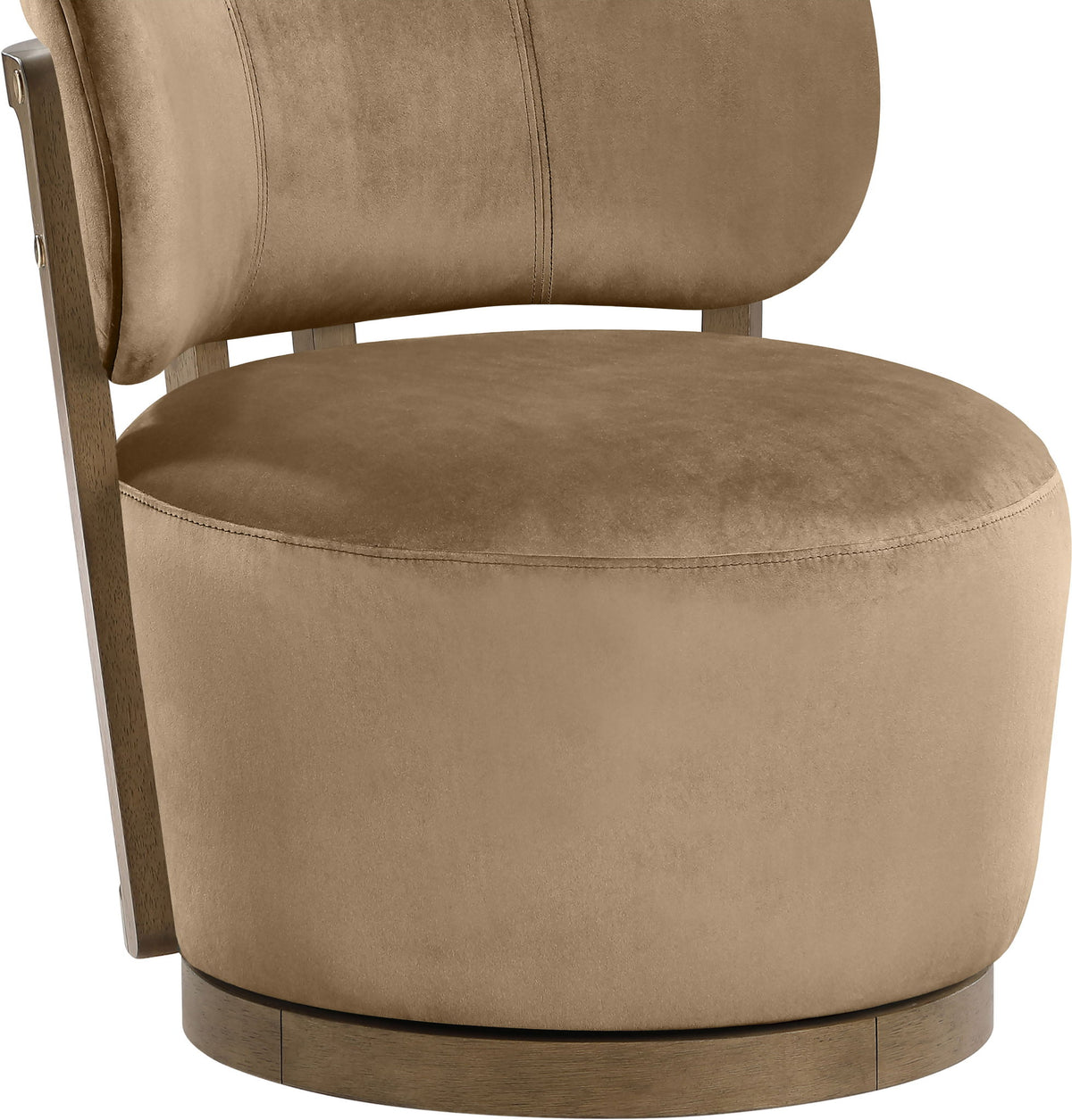 Elara - Velvet Upholstered Swivel Accent Chair - Stained Brown