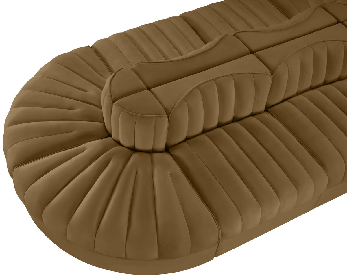 Rummi - Oval Velvet Performance Fabric Upholstered 8 Piece Modular Sectional