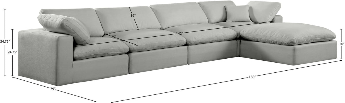 Comfy - 5 Piece Linen Modular Sectional With Chaise