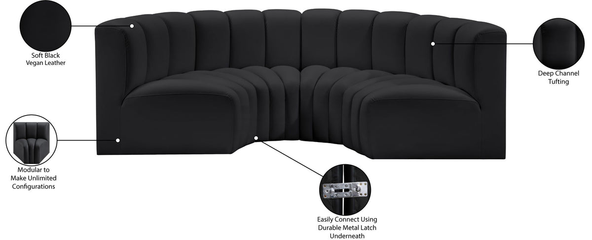 Arc - Faux Leather 4 Piece U-Shaped Modular Sofa