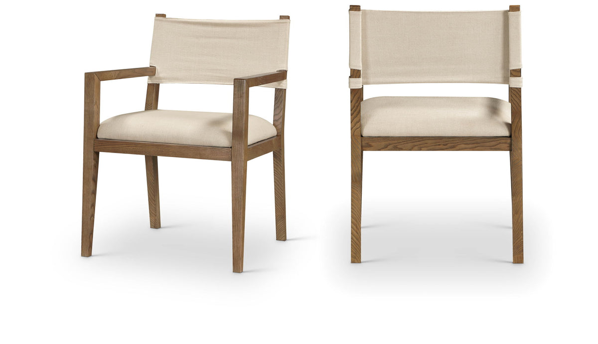Avon - Linen Textured Performance Fabric Upholstered Dining Arm Chair