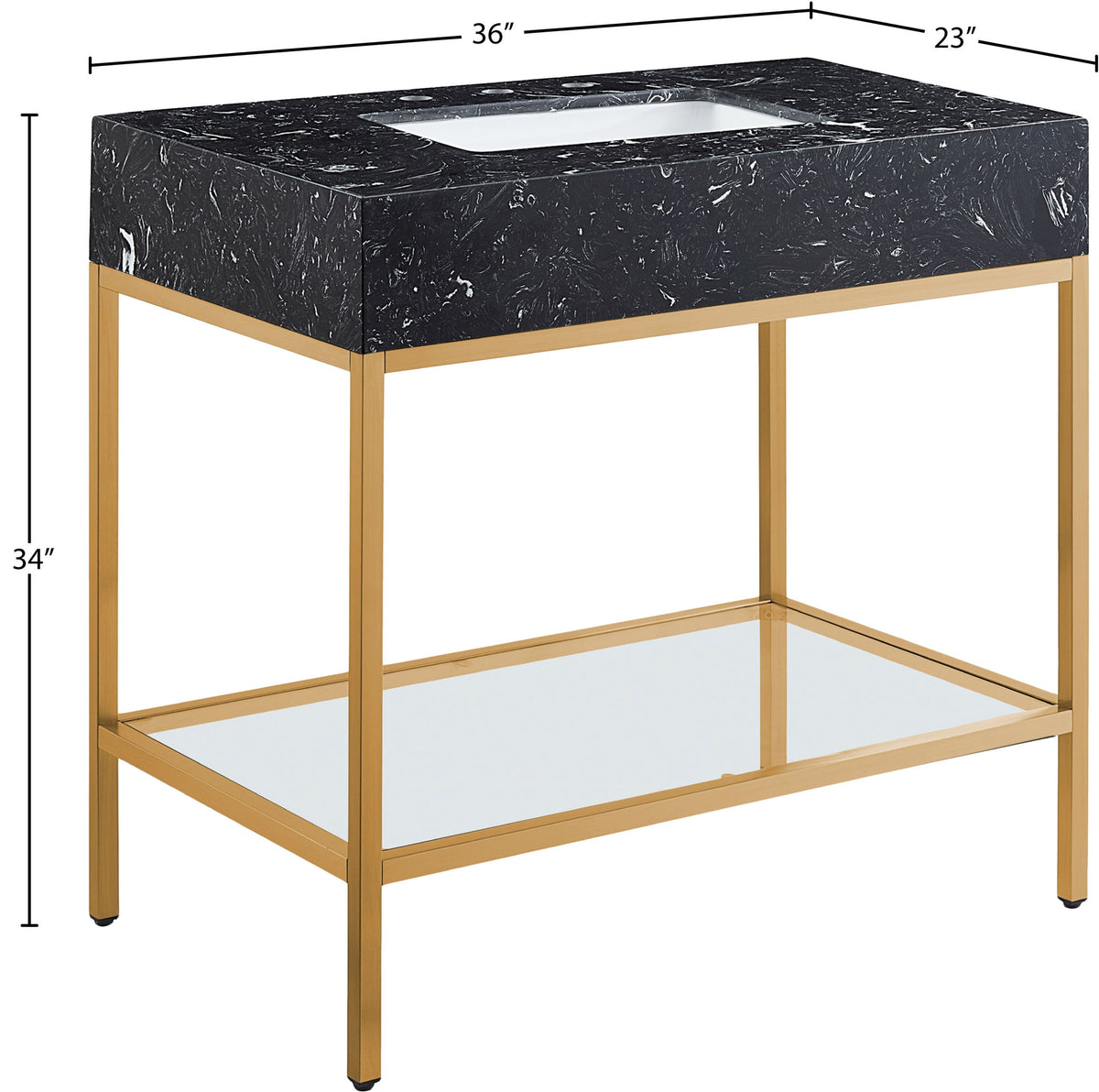 Marmo - Engineered Marble Bathroom Vanity With Gold Base