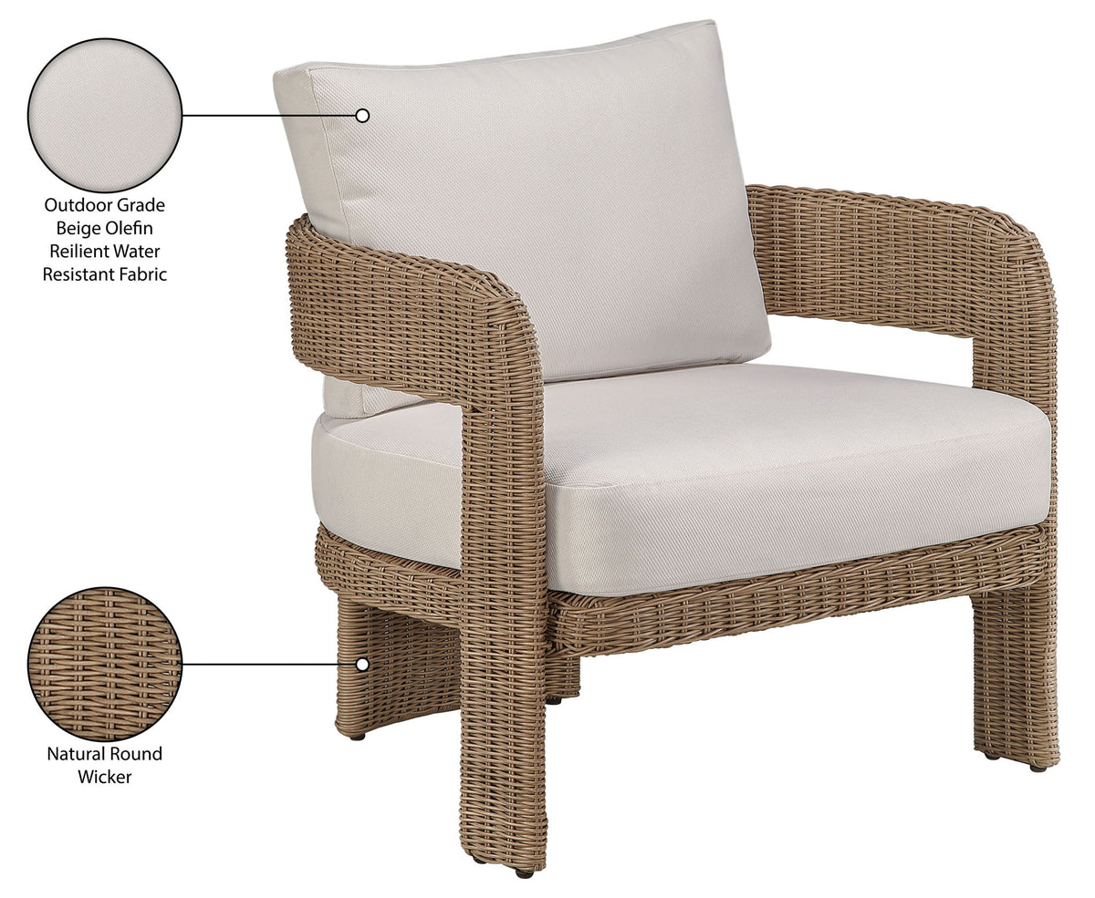 Sandbay - Olefin Water Resistant Fabric And Wicker Outdoor Patio Accent Chair
