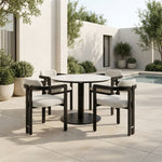 Jazmin - 5-Piece Outdoor Round Sintered Stone Dining Set - White / Black