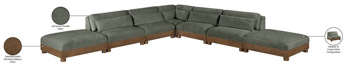 Turin - Chenille Fabric Upholstered Modular Sectional - Green