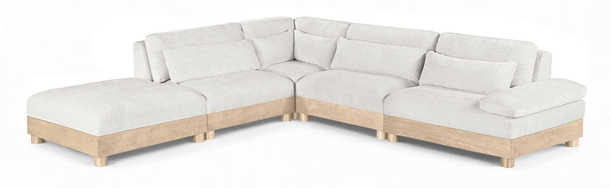 Turin - Chenille Fabric Upholstered Modular Sectional - White