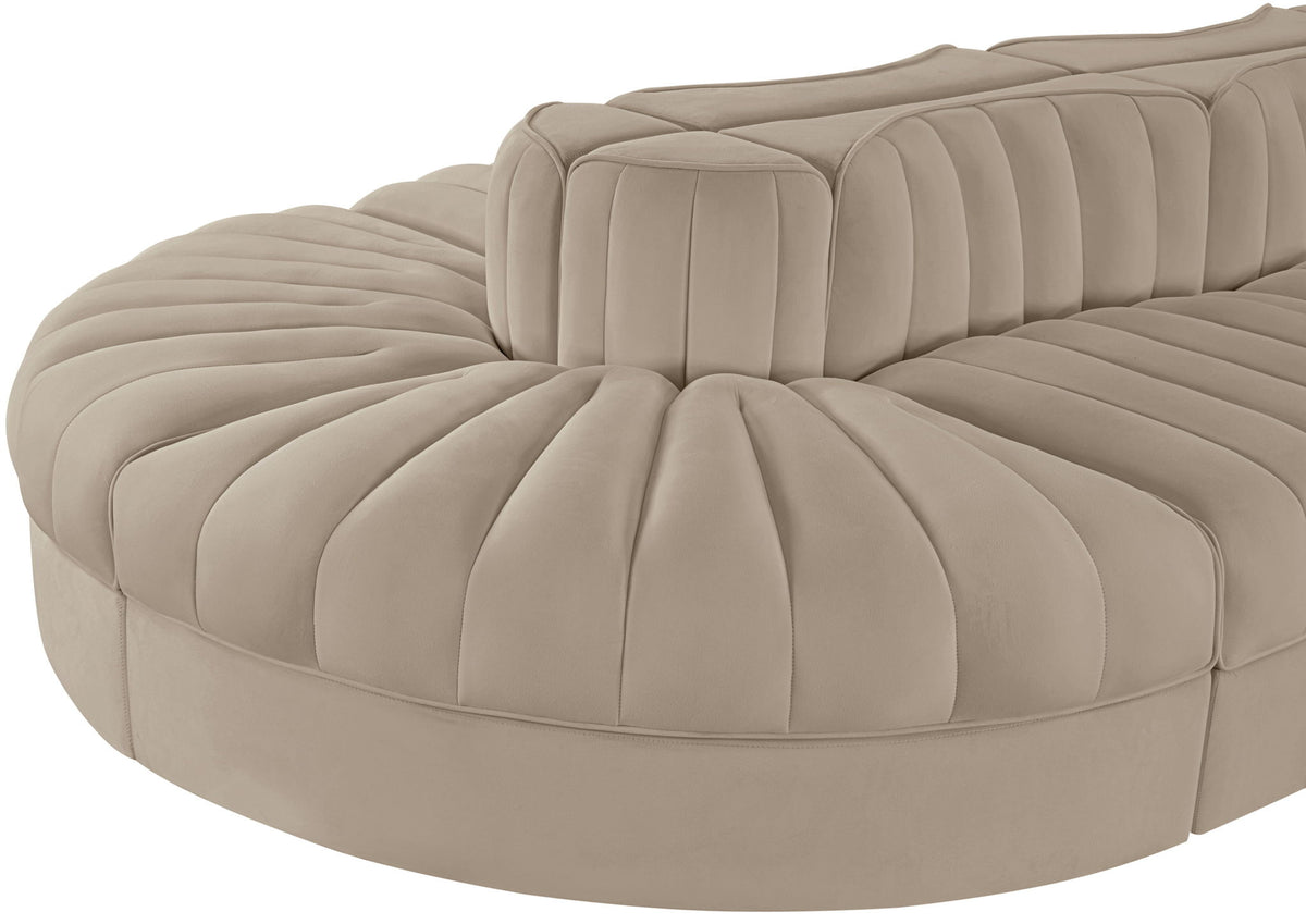 Rummi - Oval Velvet Performance Fabric Upholstered 8 Piece Modular Sectional