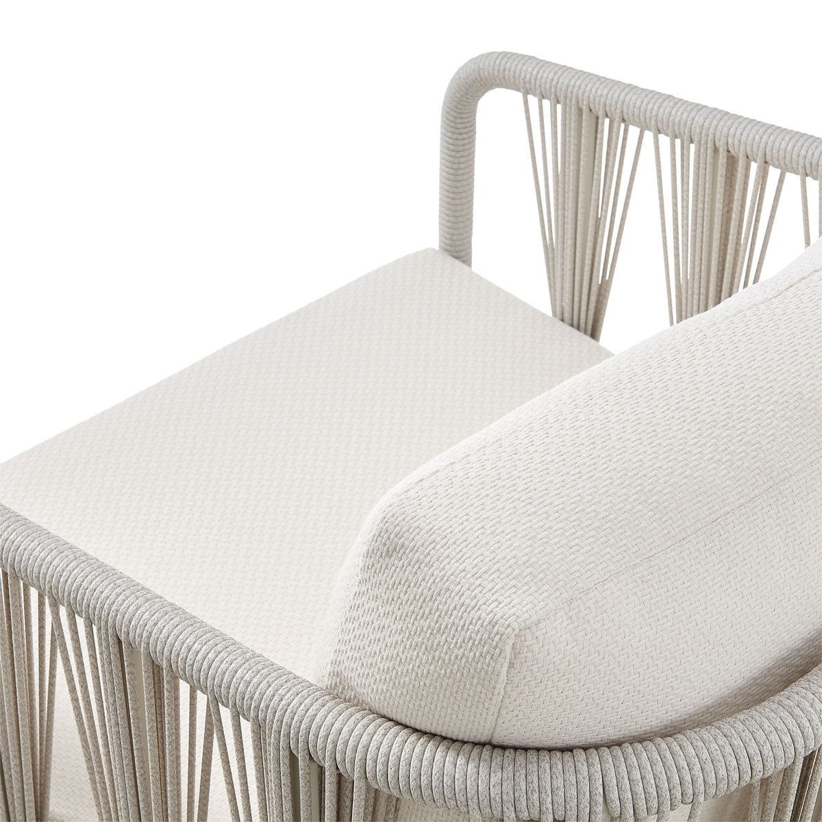 Breeze - Cream Metal Outdoor Swivel Lounge Chair With Cushions - Pearl
