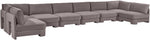 Hammond - Velvet Performance Fabric Upholstered 8 Piece U-Shaped Armless Sectional - Beige