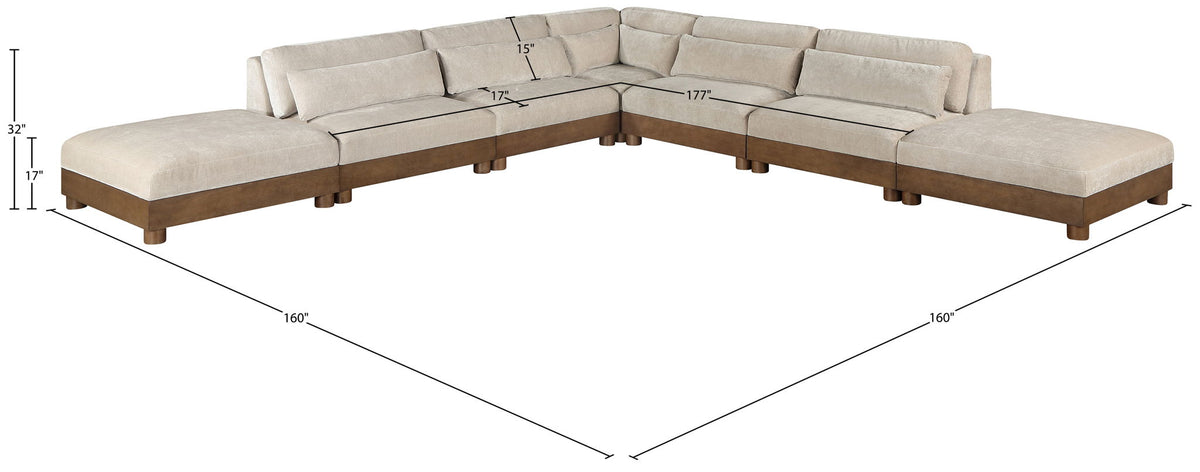 Turin - Chenille Fabric Upholstered Modular Sectional - Taupe