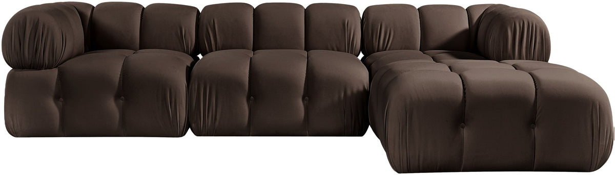 Orin - Velvet 4 Piece Modular Sectional With Chaise