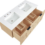 Leonardo - Engineered Stone And Solid Wood 24" Wall Mounted Bathroom Vanity