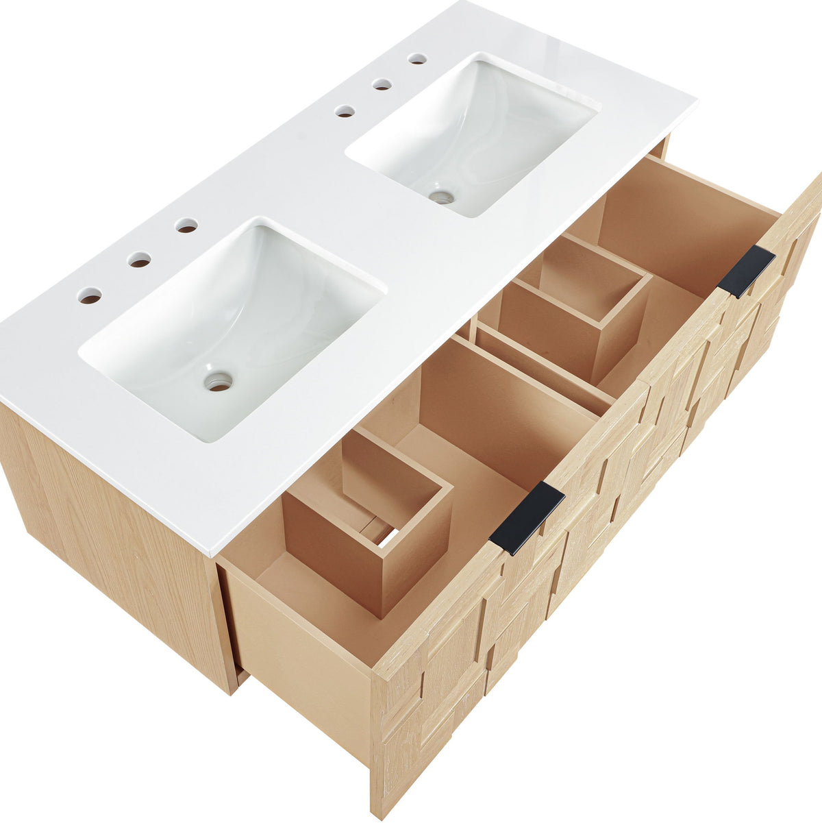 Leonardo - Engineered Stone And Solid Wood 24" Wall Mounted Bathroom Vanity