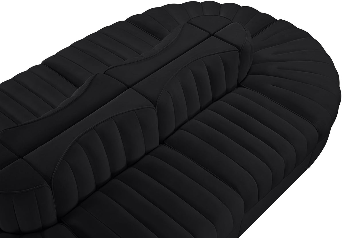 Rummi - Oval Velvet Performance Fabric Upholstered 8 Piece Modular Sectional