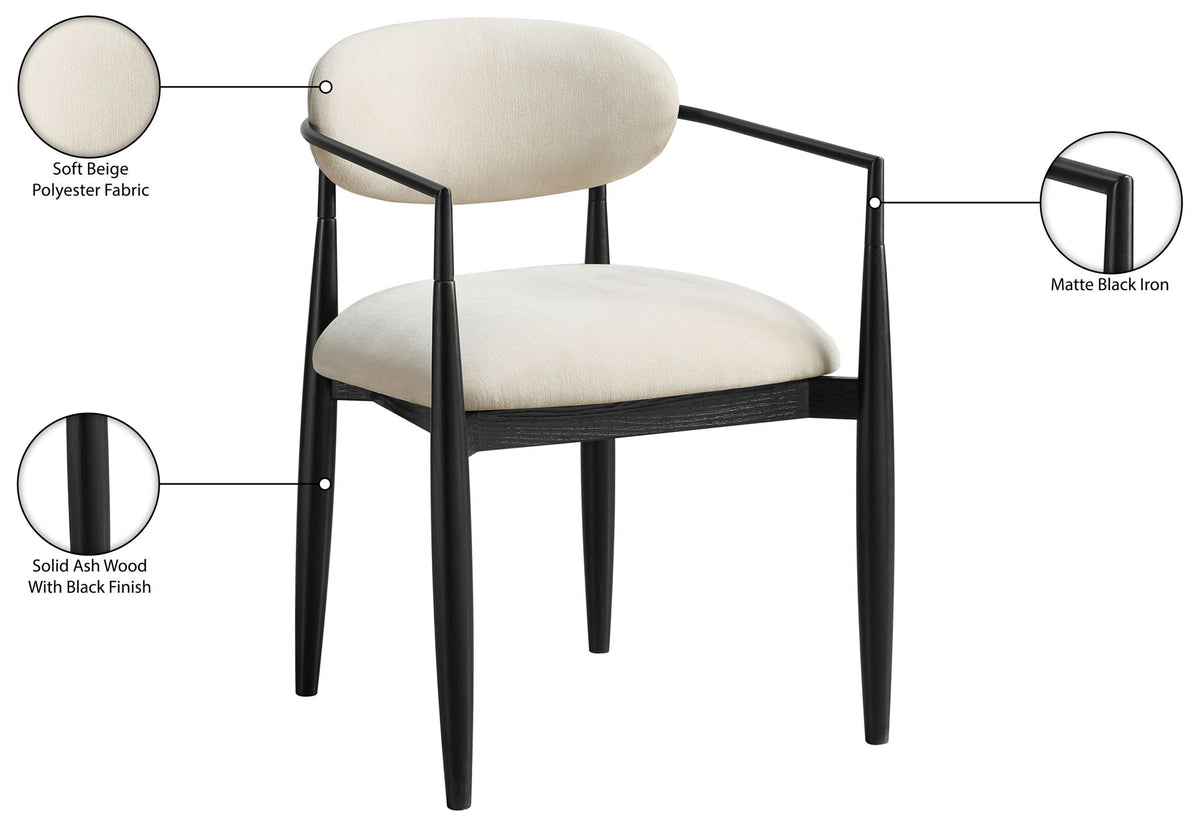 Riccio - Fabric Dining Arm Chair (Set of 2) - Black Frame