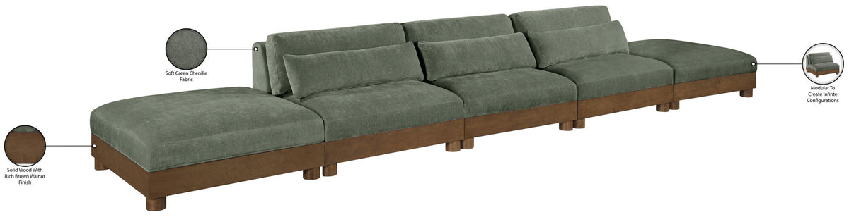 Turin - Chenille Fabric Upholstered Modular Sectional - Green