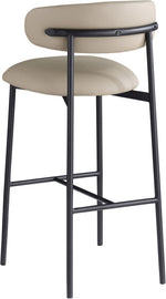 Lupita - Vegan Leather Upholstered Bar Stool (Set of 2) - Taupe / Matte Black