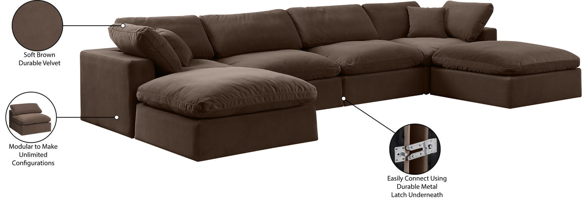 Comfy - 6 Piece Velvet Modular Double Chaise Sectional