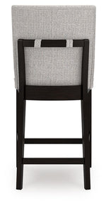 Neymorton - 5 Pc. - Rectangular Dining Room Counter Table, 4 Barstools - Dark Grayish Brown