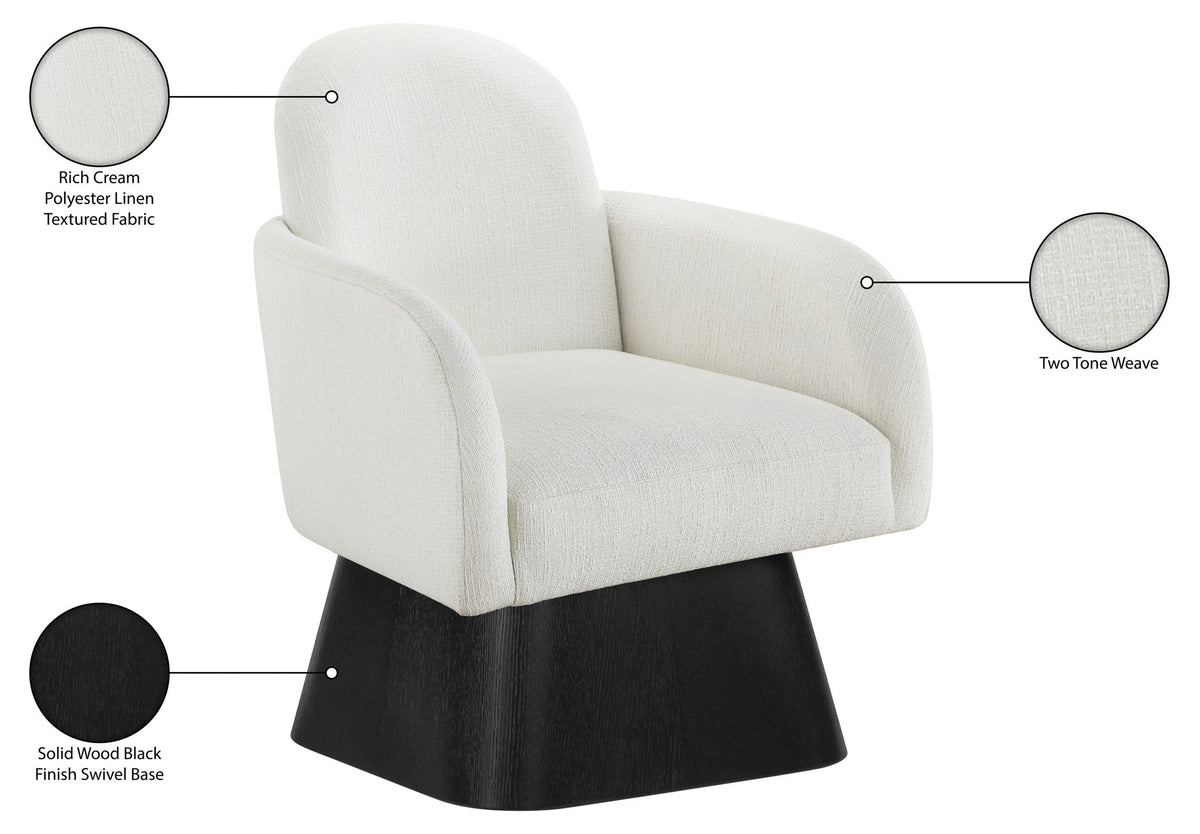Marlowe - Linen Textured Fabric Upholstered Swivel Accent Chair - Stained Black