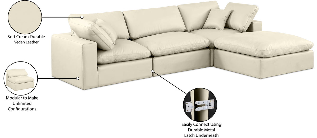 Comfy - 4 Piece Faux Leather Modular Sectional With Chaise