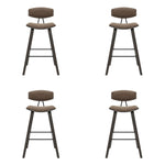 Fox - Bar Height Curved Back Wood Bar Stool With Faux Leather Seat