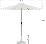 Fiji - Aluminum Patio Umbrella With Round White And Teak Base