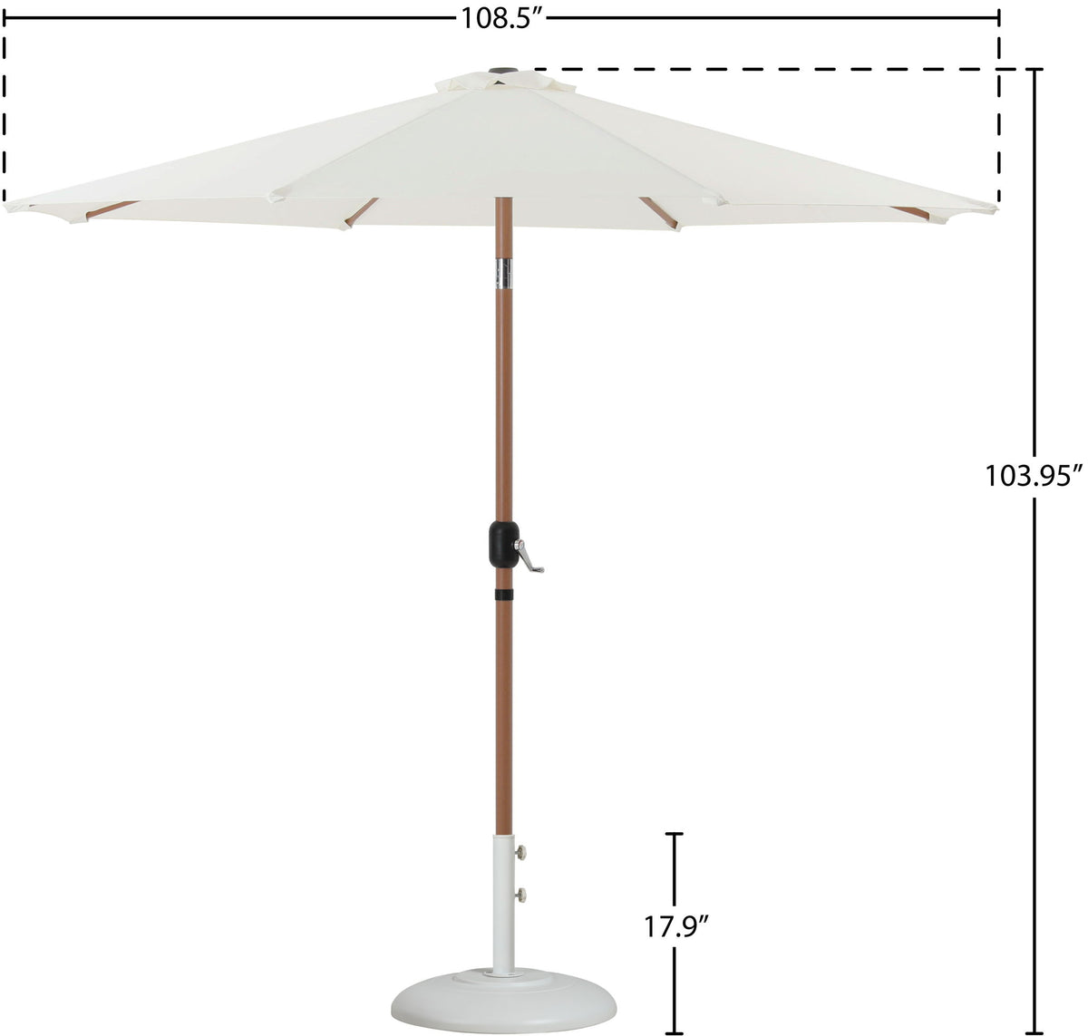 Fiji - Aluminum Patio Umbrella With Round White And Teak Base
