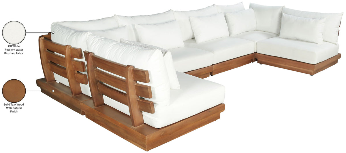 Mirella - 6 Piece Water Resistant Fabric Upholstered Outdoor Patio Modular Sectional