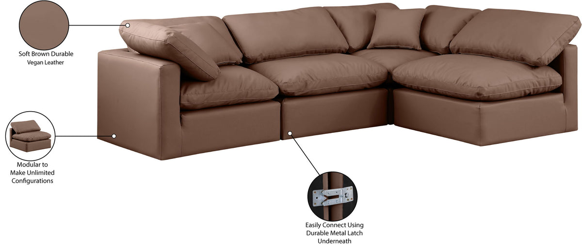 Indulge - Faux Leather 4 Piece Modular Sectional