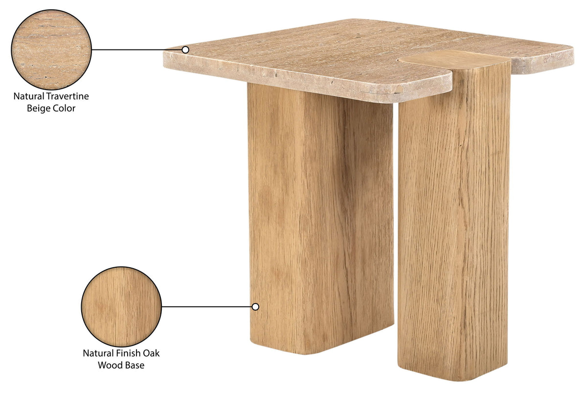 Ravenna - Genuine Fabric Travertine And Oak Wood Table