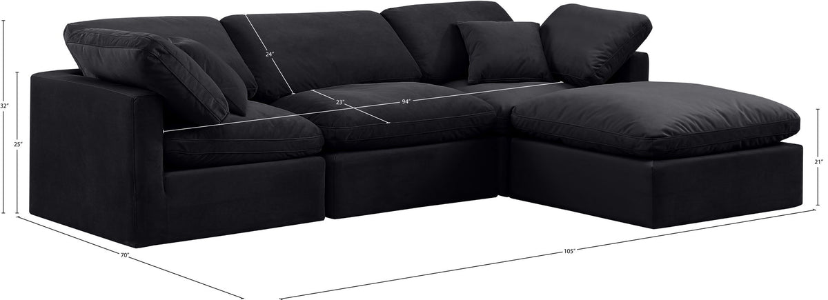 Indulge - Velvet 4 Piece Modular Sectional With Chaise