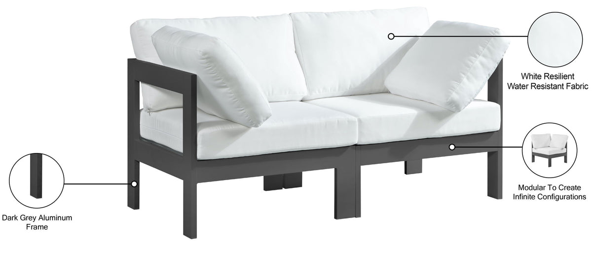 Nizuc - Outdoor Patio 2 Seat Modular Sofa With Gray Frame