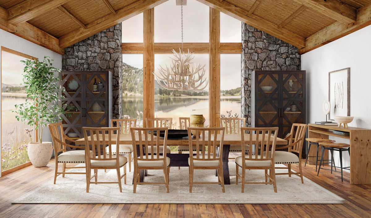 Big Sky - Trestle Dining Table With 2-20" Leaves - Light Brown