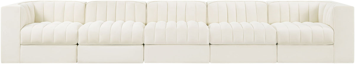 Rummi - Velvet Performance Fabric Upholstered 5 Piece Modular Sofa