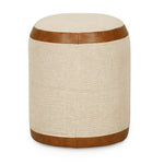 Huche - Cotton Jute and Vegan Leather Oval Ottoman - Natural