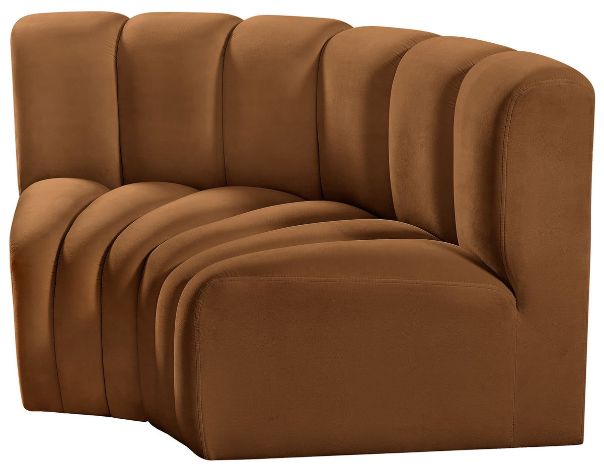 Arc - Velvet 2 Piece Modular Sofa - Saddle