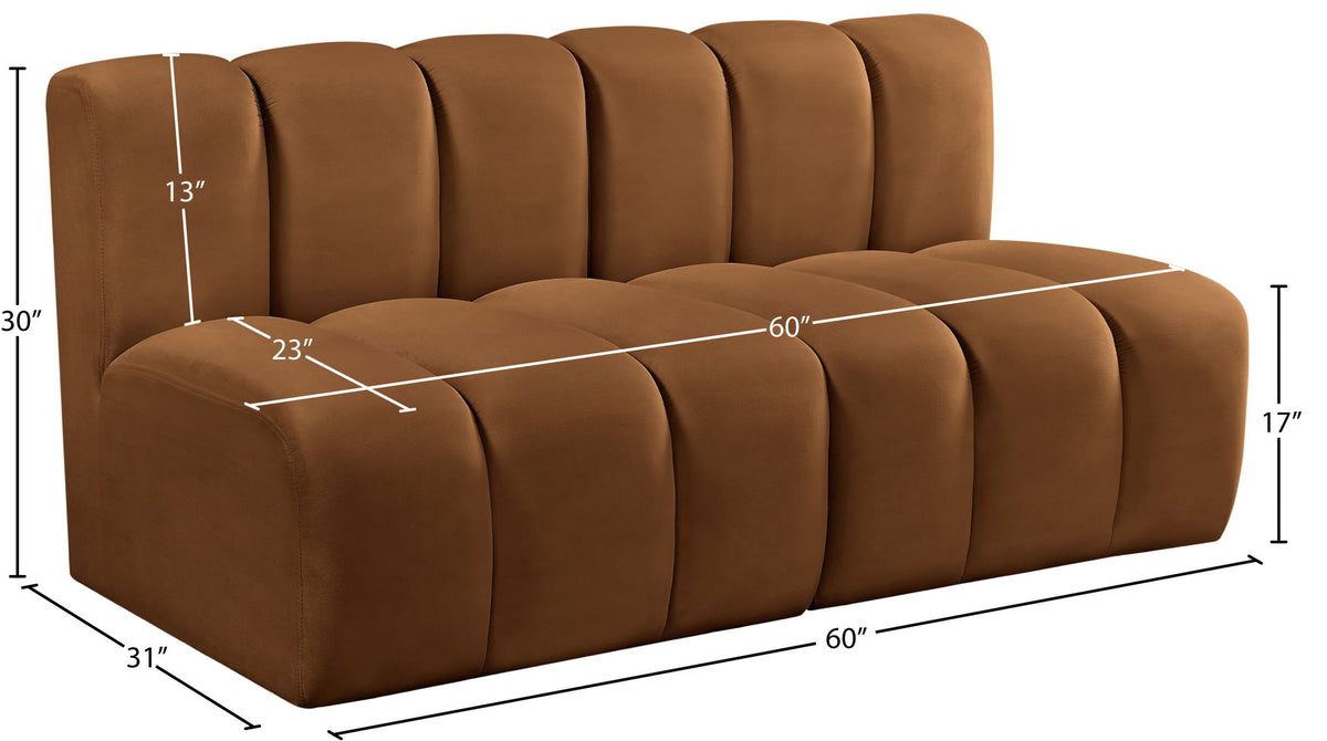 Arc - Velvet 2 Pieces Modular Sofa - Saddle